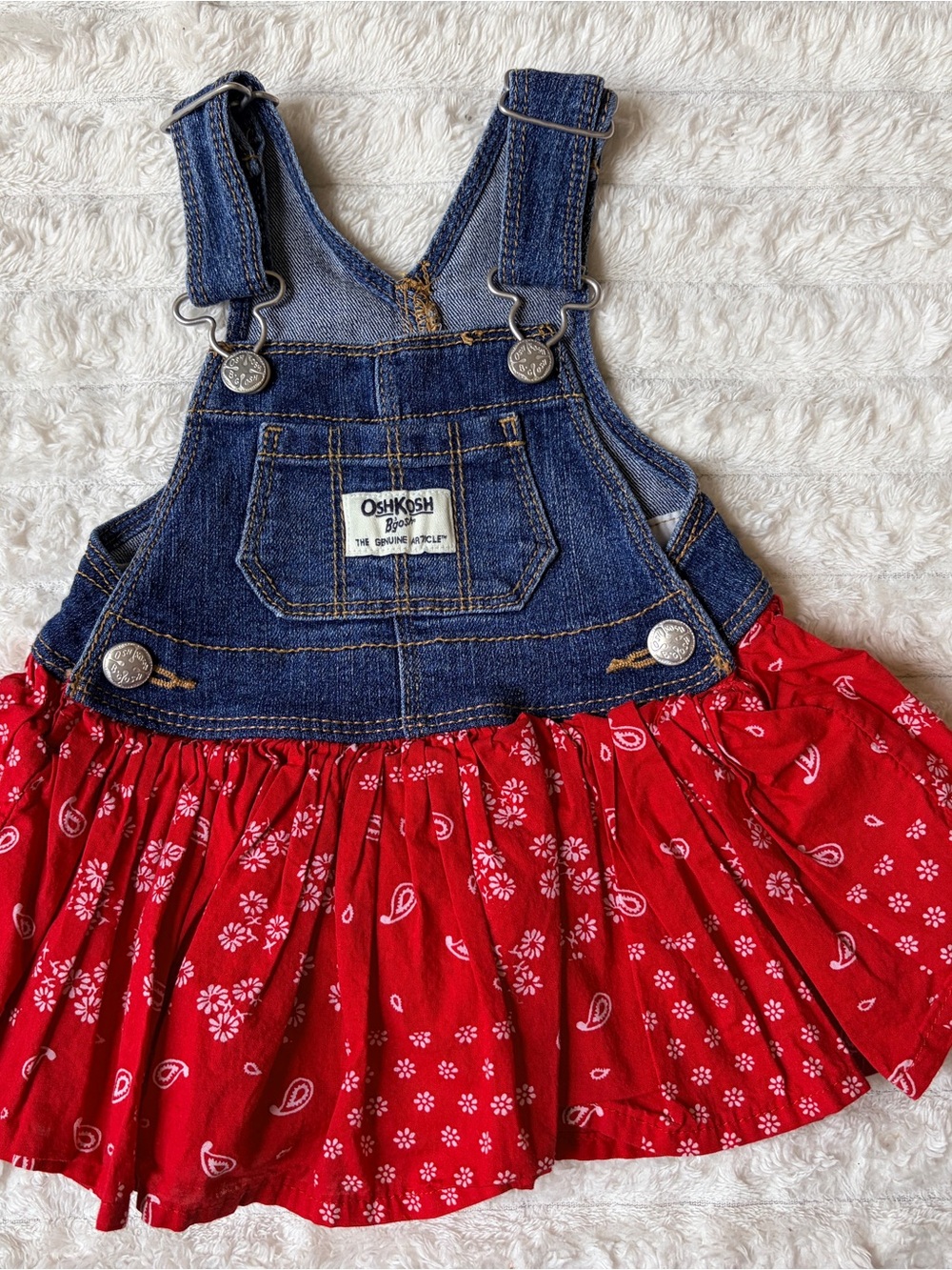 OshKosh B'gosh Denim & Red Bandana Skirt Overalls for Kids